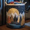 Modern Round Quilted Storage Basket with Sturdy Handle - Non-Embroidered Suitable for Laundry,, Blankets, & Organization, Bucket, Stylish Quilted for Bedroom, Decor, Laundry Baskets