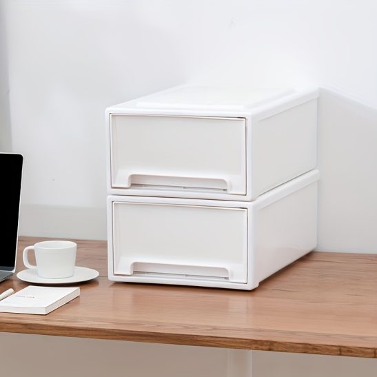 1pc Closet Stackable Drawer Storage Box, Multifunctional Home Organization Artifact - Efficient Space Saving Storage Box for Clothes,, Files in Wardrobe, Bedroom, Kitchen, Office and Bathroom, White
